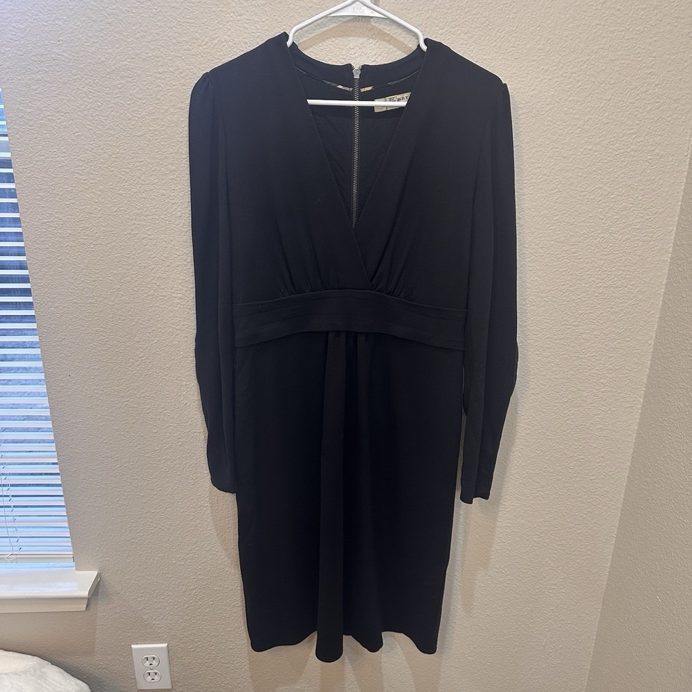 Burberry London Black Dress 10 Long Sleeve Knee Length Office Minimalist Luxury - Picture 2 of 14